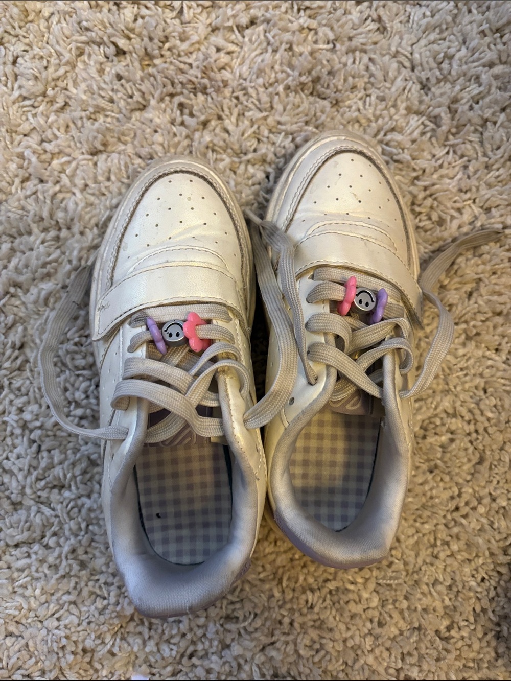 * Justice | White Kids Sneakers with Pink & Purple Charms 🦄